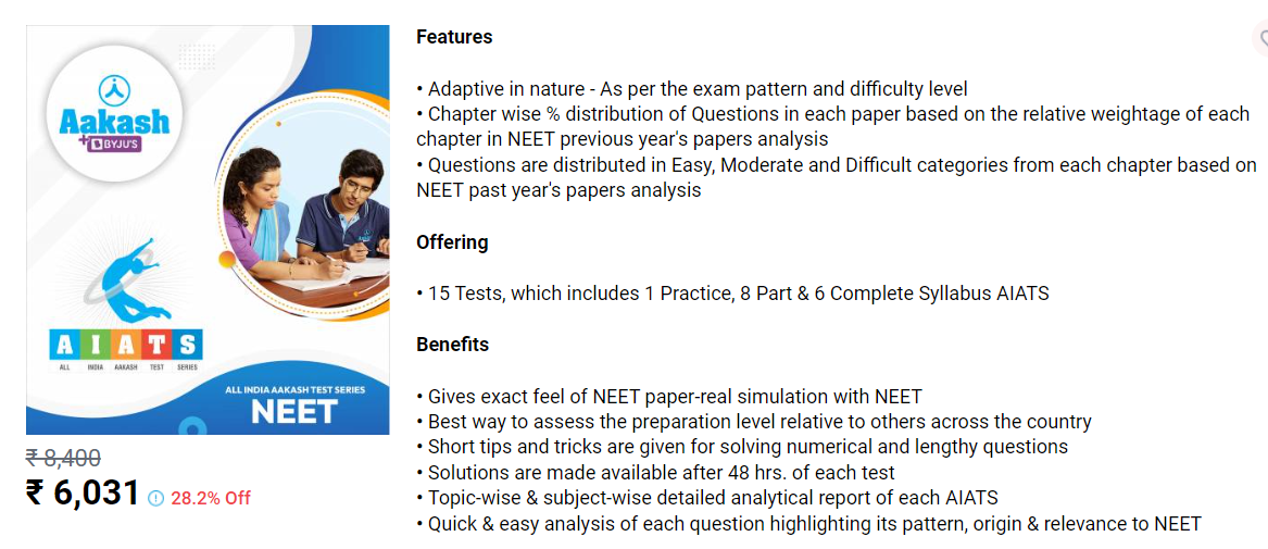 One Year All India Aakash Test Series AIATS for NEET 2024 Gitgovind