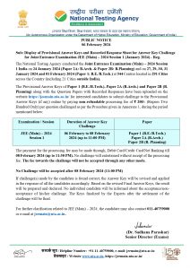 JEE Main 2024 Answer Key released